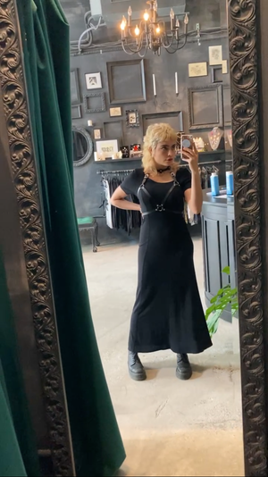 Asymmetrical black long dress vintage
